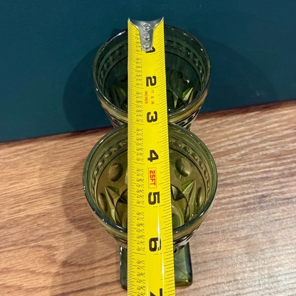 Vintage Green Glass Dessert Cups Goblets - Picture 3 of 6